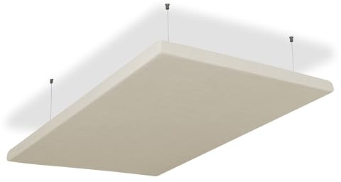 SILENT4® Techo absorbente de sonido, 114 x 72 x 5 cm, paneles acústicos de fieltro acústico, montaje en cable, cuantificable, acústica mejorada del espacio mediante placas acústicas con telas lavables