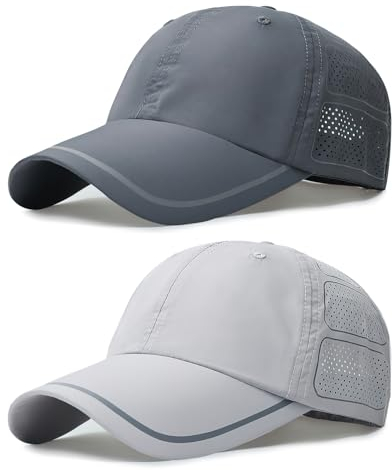 TAGVO Gorra de béisbol de Malla Deportiva Unisex, Paquete de 2 Gorra de Béisbol Básica, Anti UV Transpirable Resistente Gorra Plegable Ajustable Sombrero de Sol para Correr Acampar Senderismo
