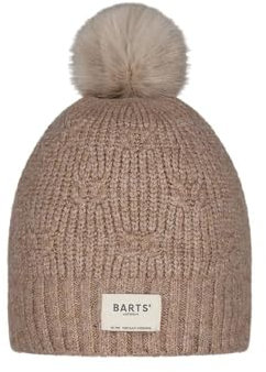 Barts Damen Strickmütze Macawa Wintermütze mit Kunstfell-Bommel 3484 Light Brown 24