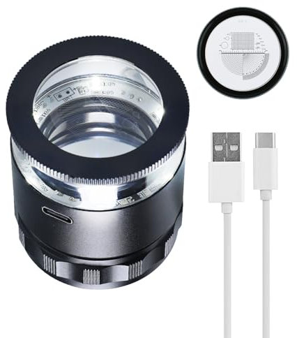 10x Juwelierlupe Vergrößerungsglas Tragbare Taschenleselupe mit 6 LED-Lichtern, Wiederaufladbare Lupe, 25mm Sichtfeld, für Schmuck, Edelsteine, Münzen, Hobby-Werkzeug
