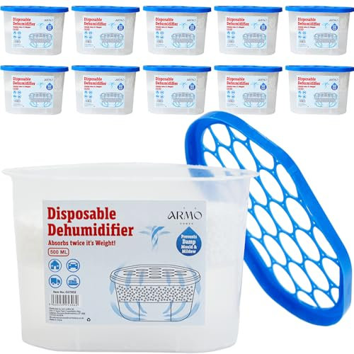 Armo® Dehumidifier Pack Of 12 500ML Home Dehumidifier Condensation Remover Moisture Absorber Dehumidifiers For Damp Kitchen Wardrobe Bedroom Office