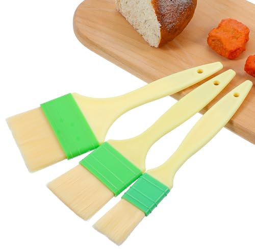 AOUZO 3 pezzi pennello da pasticceria per la cottura, setole naturali pennello da cucina pennello da grasso setola da cucina setola da pasticceria per grigliate cottura e distribuzione dell'olio