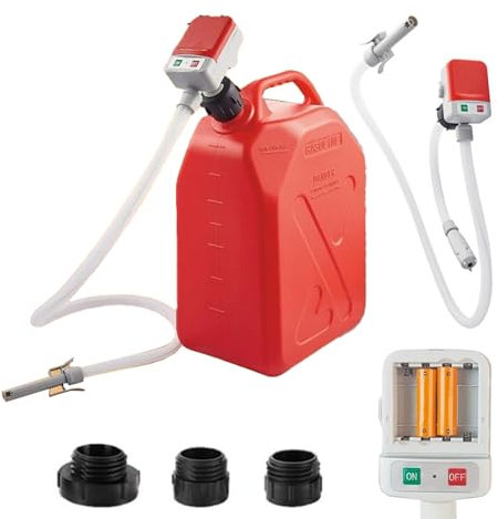 Pompe de transfert de carburant automatique avec arrêt automatique, 9,08 litres par minute, adaptateur pour 3 réservoirs, tuyau extra long, pour l'huile, le diesel et l'essence