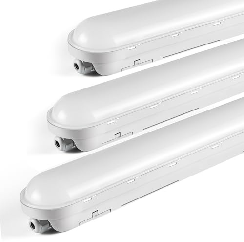 TONFFI 3 Stück Feuchtraumleuchte LED 60CM, 18W 2250LM Feuchtraumlampe, 4000K Neutralweiß Röhrenlampe Komplett, Verknüpfbar IP65 Werkstattlampe led Keller Deckenleuchte für Garage Werkstatt