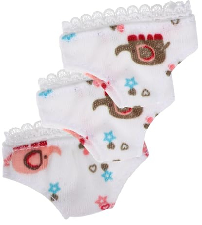 MOLUCKFU 3 pièces Lot de Culottes Blanches pour Poupées sous-vêtements Confortables et Légers Accessoires de Vêtements pour Poupée Fille