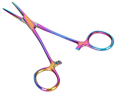 Acouto Forniture per Pollame e Bestiame Pinza Emostatica per Orecchie di Cani Colorate in Acciaio Inossidabile da 14 Cm Punta Dritta Pinza per Spiumare Animali Domestici per Il Trattamento delle