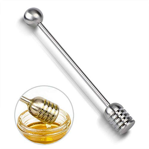 Ototon - Cucchiaio per miele, in acciaio inox, con manico dritto, per vasi, cucina, colore: miele