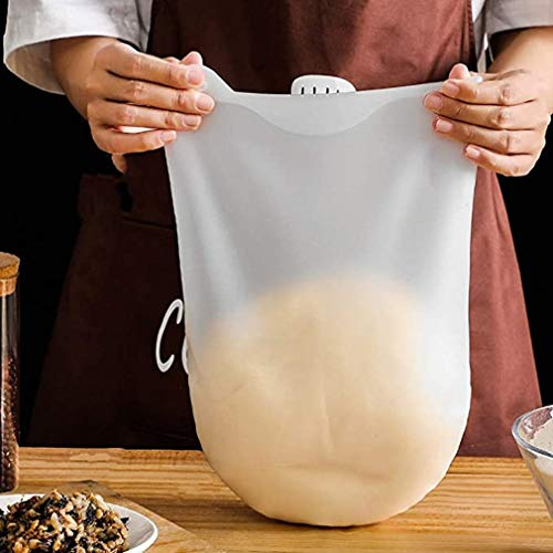CTTPEG Silicone Kneading Bags, Reusable Food-Grade Silicone, for Bread, Pastry, Pizza & Tortilla, Flour-mixing Preservation Bags 2 Pcs
