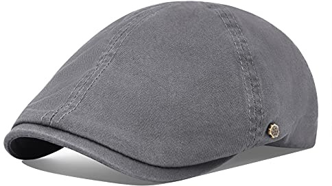 VOBOOM Cotton Flat Cap Cabbie Hat Gatsby Ivy Cap Irish Hunting Hat Newsboy, Dark Grey, One Size