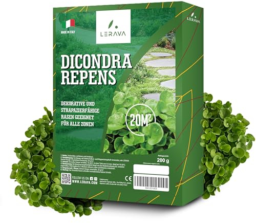 LERAVA® Gazon dichondra repens [Pas besoin de couper] - 20m² - Résistance à la sécheresse - Gazon a semer idéal pour les zones ombragées et ensoleillées - micro trefle - 200g