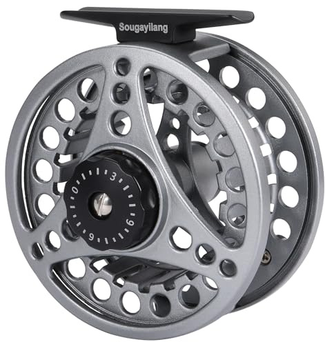 Sougayilang Fliegenfischenrolle, Großer Arbor mit Druckguss-Aluminiumkörper Fliegenrolle-5/6,7/8 Gewichte, Essentielle Fliegenrollen für AnfängerQS7/8