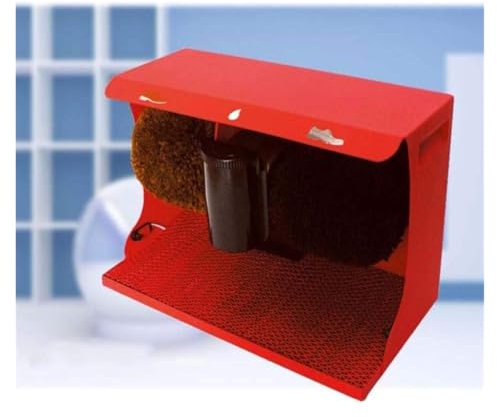 Máquina limpiabotas automática, Kit de lustrado de zapatos con cepillo Limpiador de polvo for lustrar zapatos Kit de cuidado de cuero Pulidor de zapatos Sensor automático Motor vertical dual(Rosso)