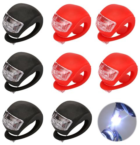 Mineup Kinderwagen Licht, 8 Stück Kinderwagenlicht Silikon, Wasserdichte LED Silikonleuchten,Kinderwagenlicht LED Mit Heller LED&3 Leuchtfunktionen,LED Kinderwagen Licht Für Kinderwagen Outdoor Jogger