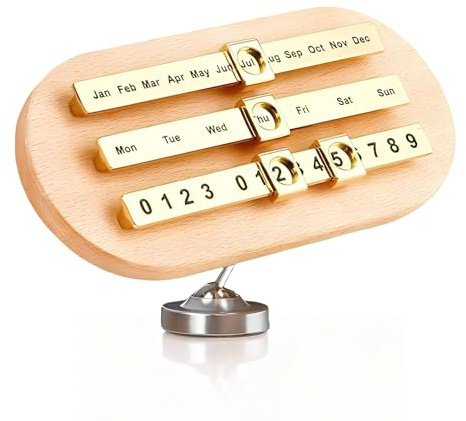DBAILY Table Calendar, Perpetual Calendar, Perpetual Calendar, Permanent Calendar, Wooden Calendar, DIY Home Office Desktop Decoration Gifts
