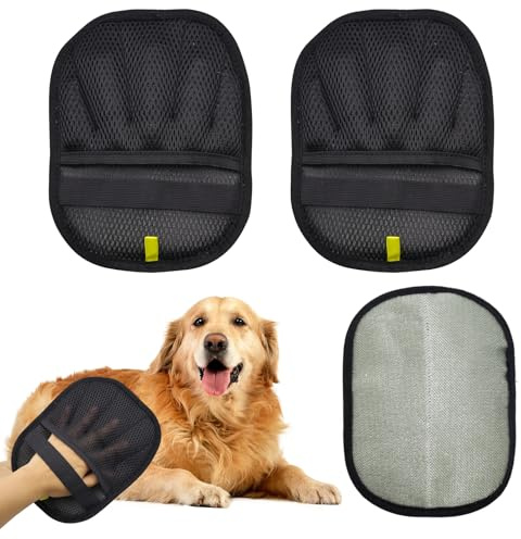 OMJMYY 3 Pezzi Guanto Rimuovi Peli Animali, Guanti elettrostatici per Peli di Animali Double Sided Grooming Glove per Cani e Gatti Riutilizzabili Pet Hair Remover Glove per Divano Tappeto Vestiti