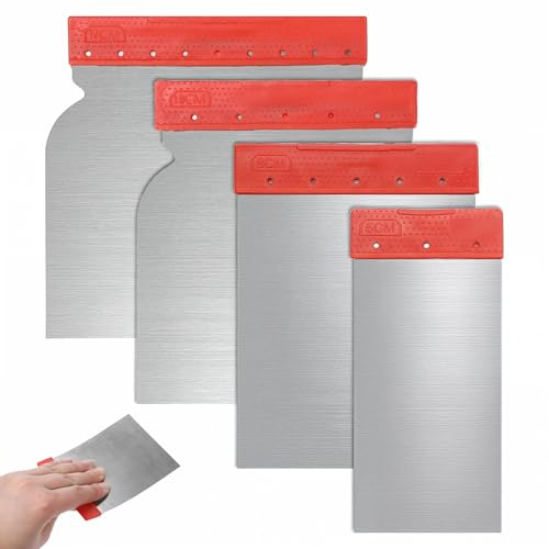 HJZHII 4-teiliger Malerspachtel aus Edelstahl, 50/80/100/120mm Farbschaber Flächenspachtel Set