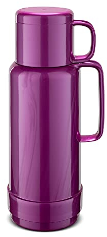 ROTPUNKT Isolierflasche 1 Liter mit integriertem Becher - Hochwertige Isolierkanne Made in Germany I Bis zu 24 h heiß & 36 h kalt (Andreas 80, Shiny Grape)