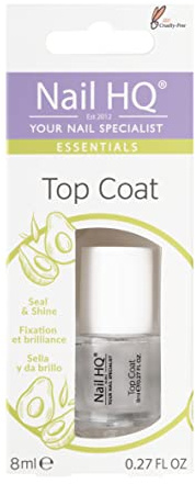 Nail HQ Essentials Top Coat 8 ml - Glossy Quick-Dry Nail Polish with Avocado Oil - Chip-Resistant, Colour-Protecting, 9-Free, Vegan & Cruelty-Free