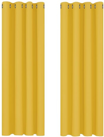 Deconovo Blackout Curtains Super Soft Bedroom Curtains Thermal Insulated Energy Saving Curtains for Kids Mellow Yellow 46x63 Inch 2 Panels