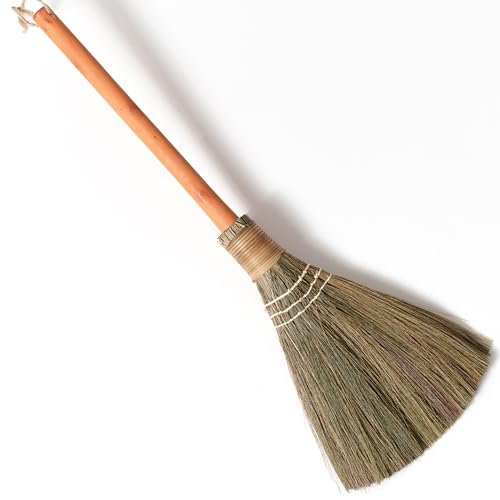 TTS For Home Escoba de barrido hecha a mano, escoba suave de paja vietnamita, escoba decorativa de 11.8 pulgadas de ancho, 26 pulgadas de largo