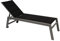 DEGAMO XL Gartenliege Rollenliege GIRONA II 205cm, extra hohe Liegefläche 43cm, Rahmen Aluminium Silbergrau, Bezug Kunstgewebe schwarz gepolstert, wetterfest, Outdoor
