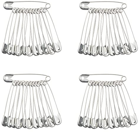 Safety Pins 37mm, Silver Nickel Plated - Medium Safety Pins for Clothes, Crafts, Sewing, Hemming, Dressmaking, Quilting & First Aid Kit - Assorted, Small to Large, Running Bibs