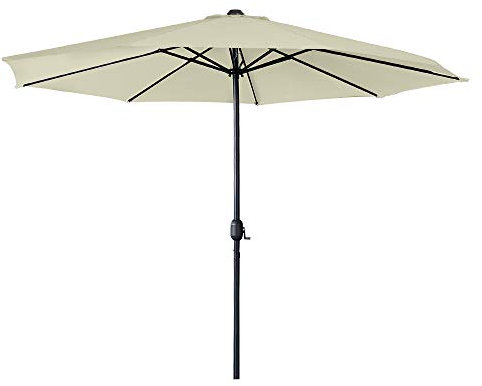 YRHome Parasol en aluminium 300 cm/350 cm - Protection UV 40+ - Gris foncé - Parasol de jardin, de terrasse, de marché - Pour balcon, jardin, terrasse, beige, 3,5m mit LED