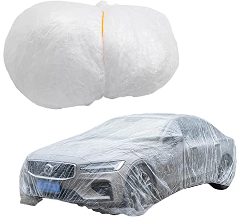 Funda plástico transparente desechable, cubierta completa para coche, fundas protectoras coche con banda elástica, resistente a la lluvia y al polvo a prueba arañazos, 4 tamaños,