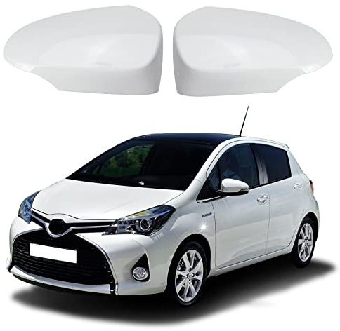 1 par de carcasas para espejo retrovisor de coche, para Toyota Yaris 2012 – 2019 (blanco)