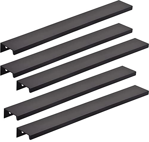 JNRFTY 5 Piezas Tiradores Para Cocina Negro Tiradores Armarios,Manijas de Cajón de Estilo Moderno Con Tornillos Para gabinetes, Cajones, Zapateros, Mesitas de Noche-Largo total 1000MM,Negro