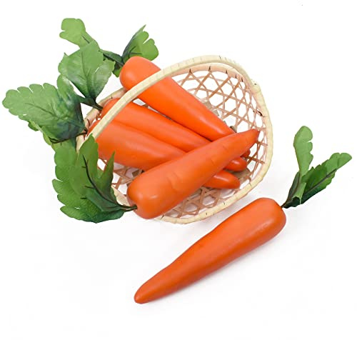 VIOCIWUO Zanahorias artificiales, 5 unidades, zanahorias de simulación falsas, verduras realistas, frutas para Pascua, hogar, cocina, granja, fiesta, decoración de mesa