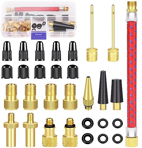Senbos Fahrradventil Adapter Set, 31 Stück DV SV AV Französisches Ventil Adapter, Ballnadel Ventiladapter Fahrrad und Luftpumpe Adapter mit Aufblasbarer Schlauch, Fahrrad Ventil für Alle Fahrrad