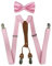 SUNTRADE Herren Hosenträger und Fliege Set, 4 Clips Elastische X Band Hosenträger + Fliege für Hochzeit, formelle Veranstaltung (Rosa-Weiß)