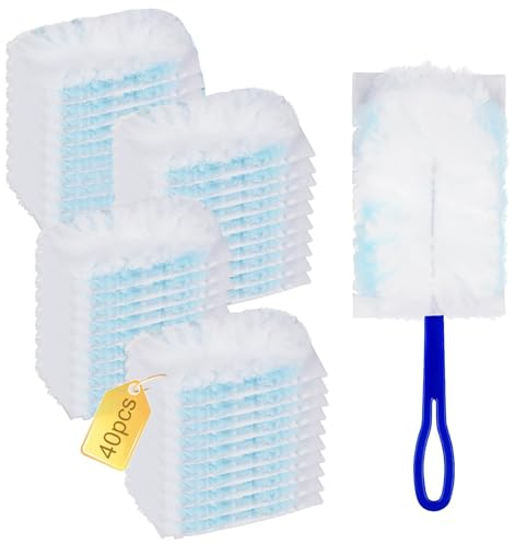 40 Stück Staubmagnet Staubwedel Mikrofaser Staubwedel Nachfüllpack mit 1 Handgriff Gegen Staub Staubtücher Elektrostatisch Duster Nachfüllung für Tierhaare Staub Schmutz