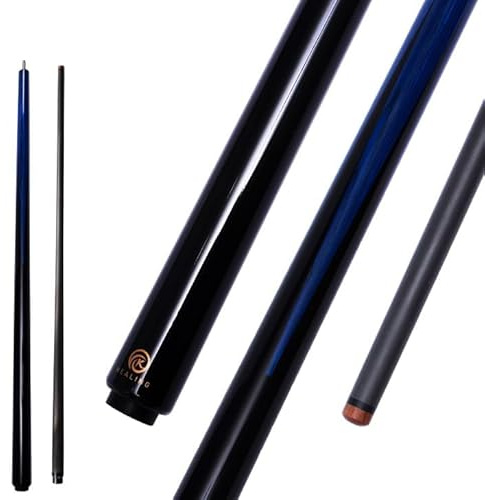 KHEALING - Stecca da biliardo in fibra di carbonio, 147,3 cm, diametro testa 12,9 mm, costruzione 1/2, connettore a 3 denti, con gambo posteriore in legno tecnologico, per palle 8 e 9