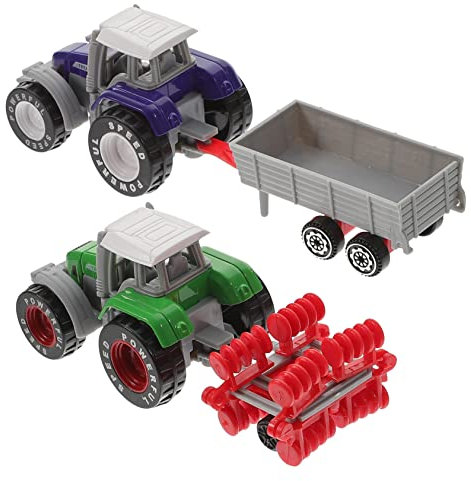 Generisch Spielzeug LKW 2st Bauernhofwagen -Traktor- Kinderauto Fahrzeugmodell Für Engineering-LKW- Babyautospielzeug Spielzeuglastwagen Plastik Kinder LKW Spielzeug
