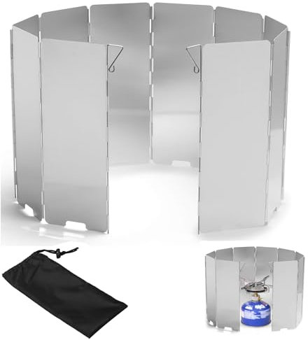 Pare-Vent Pliable Aluminium 16 Plaques Pare Vent Pliable Rechaud pour Camping Pique-Nique Cuisinière à Gaz