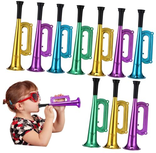 Beaupretty 10piezas Trompetas De Plástico Para Niño Niña Juguetes Para Bebés Cuernos Para Fiestas y Eventos Deportivos Compactos Resistentes y Seguros Colores Aleatorios