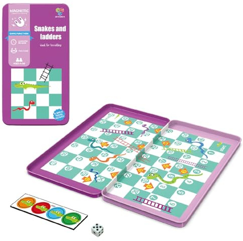 Magnetic Mini Board Games, Giochi da Tavolo Magnetici, Gioco di Serpenti e Scale, Giocattoli da Viaggio per Aereo, Auto, Viaggio in Auto, Premi in Classe