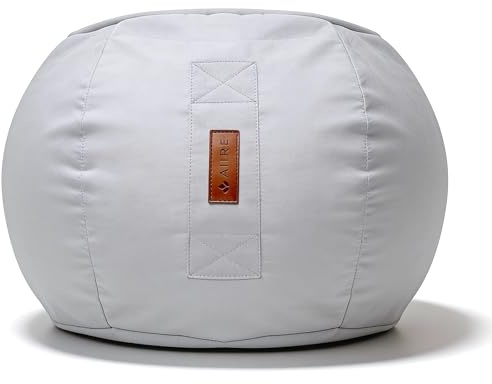Aiire Puff Reposapiés Exterior Moderno - [60x35] Reposapies Puf con Relleno Incluido XXL de Diseño para Jardín,Terraza o Piscina - Taburete para Bean Bag de Diseño Gris Claro