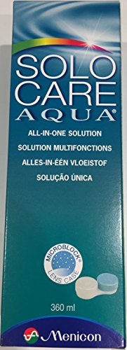 Menicon SoloCare Aqua 1x360ml mit MicroBlock Linsenbehälter (3x360ml) - Kontaktlinsenreiniger