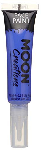 Moon Creations Face & Body Paint Tubes with Brush Applicator | Dark Blue | 15ml | Ready to Use | Cruelty Free, Made in UK | Face Paint for Kids, Adults, Fancy Dress, Festivals, Halloween