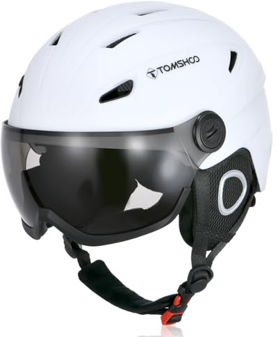 TOMSHOO Ski Helmet with Removable Goggles Inner Lining and Ear Pads - Certified Safety & Lightweight Snowboard Helmet for Men and Women for Snowboarding and Biking Professional Skiing Snow Sports