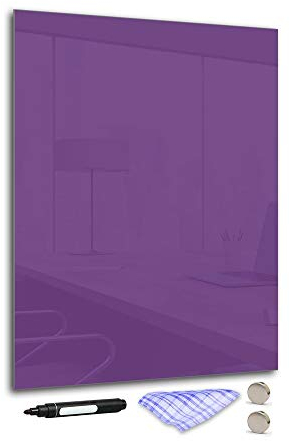 DekoGlas Magnettafel 'Lila' aus Glas 50x70cm, Memoboard inkl. Stift, Tuch & Magnet, Metall-Pinnwand für Küche & Büro