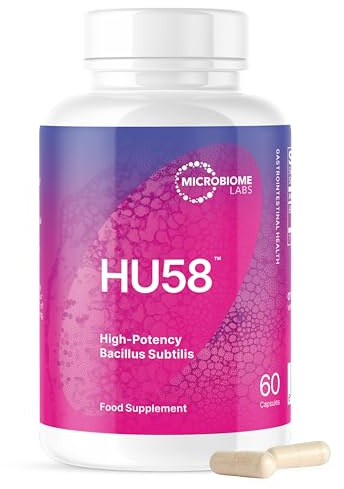 Microbiome Labs HU58 – High-Potency Bacillus subtilis Spore Probiotic Supplement – Probiotics for Digestive Health & Gut Support, Ideal for Men & Women – 100% Survivability – 60 Vegan Capsules