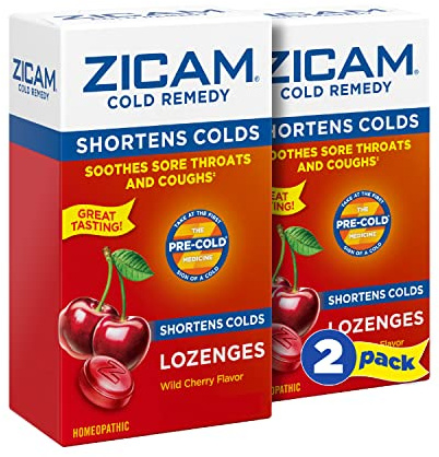 Zicam Cold Remedy Zinc Lozenges, Wild Cherry Flavor, Homeopathic, Soothes Sore Throat and Coughs, Cold Shortening Medicine, Shortens Cold Duration, 25 Count (Pack of 2)