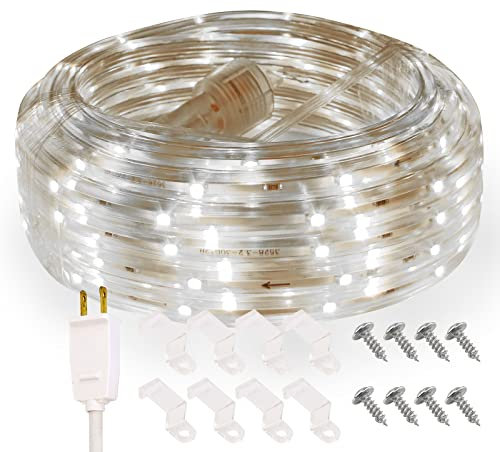 Areful 16.4ft Cool White 5000K LED Strip Lights Outdoor, 120V IP65, Flat