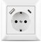 Sasudose USB Steckdose Weiß Unterputz Schuko Steckdose mit USB Anschluss und Typ C (Max. 3.4A) System 55 Reinweiß Glänzend Wandsteckdose Passent in Standard Unterputzdose, Sockeltiefe nur 32mm