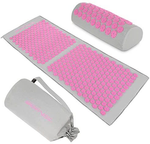 Tappetino per Agopressione XXL - Tappetino per Digitopressione con Cuscino - Set per Digitopressione - Tappetino per Massaggio per Alleviare il Dolore e la Tensione Muscolare (rosa)