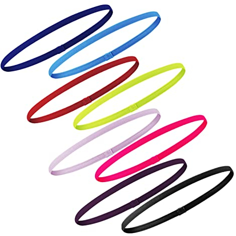 8 Stück Sport Stirnband Dünn,Elastische Silikon Sport Stirnbänder,rutschfeste Sport Haarband für Damen Herren Yoga und Golf,8 Farben